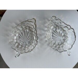 2 Vintage Grape Cluster Clear Glass Candy Nut Bowls Dishes